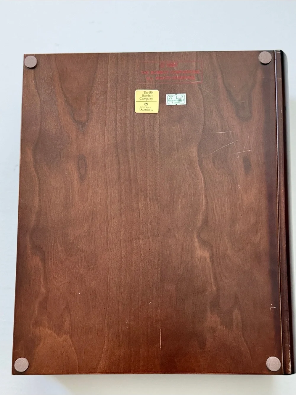 Bombay Hinged Bible Book Memory Wood Box Brass Hinges & Plate Keepsake Bookcase